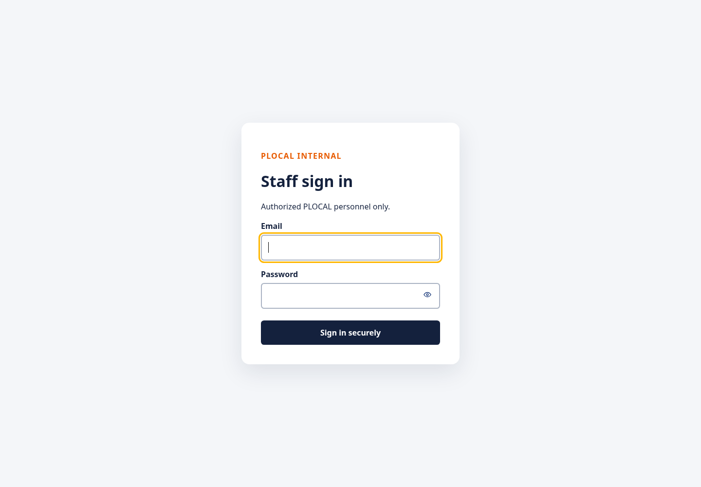 Internal staff login