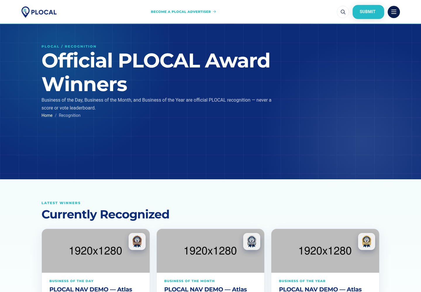 Recognition page
