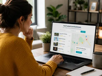 Customer searching and comparing trusted local businesses by location online
