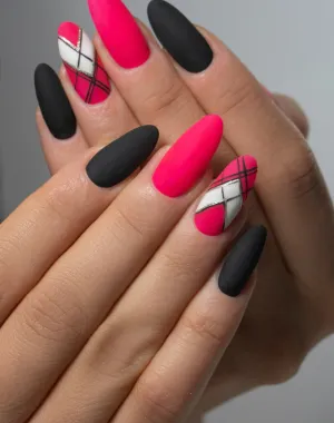 Professional nail salon work showcasing a finished manicure design