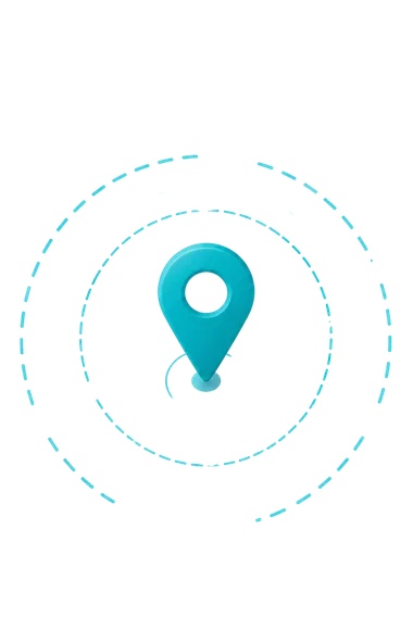 Map and location marker representing business location and local service coverage